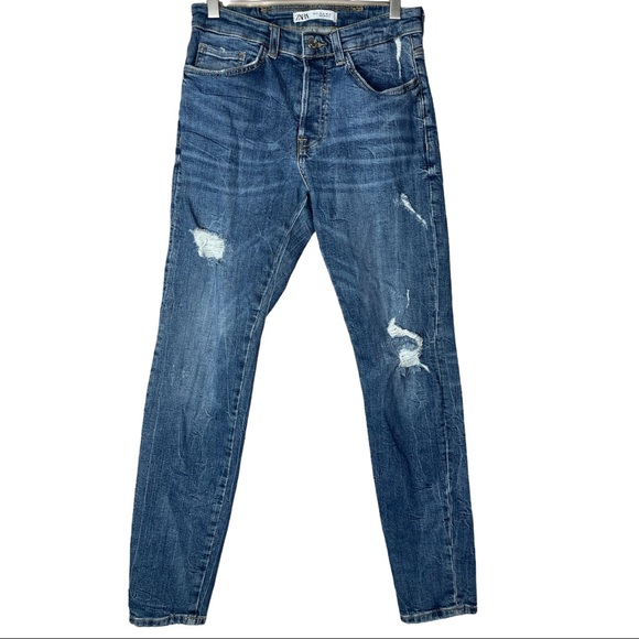 Zara Denim - Zara distressed high waisted fit size 27 butterfly jeans.